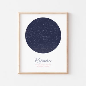 Konstellationskarte geschenk, Sternenkarte by Datum, Sternenkarte Zeichen, benutzerdefinierte Himmelskarte Druck