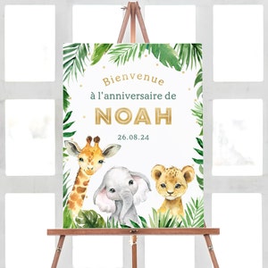 Décoration Anniversaire  Personnalisée, Jungle Safari Anniversaire en Format Numérique ou Imprimée en A4 ou A3