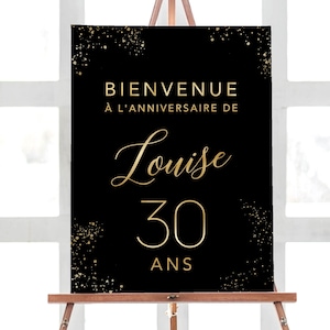 Affiche Anniversaire Personnalisée, Décoration Anniversaire Confettien Doré en Format Numérique ou Imprimée en A4 ou A3