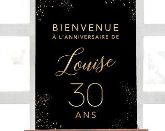 Affiche Anniversaire Personnalisée, Décoration Anniversaire Confettien Doré en Format Numérique ou Imprimée en A4 ou A3