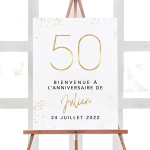 Decoraciones para el 50.° cumpleaños, letrero de bienvenida con confeti para fiesta de cumpleaños, letrero de bienvenida para el 50.° cumpleaños