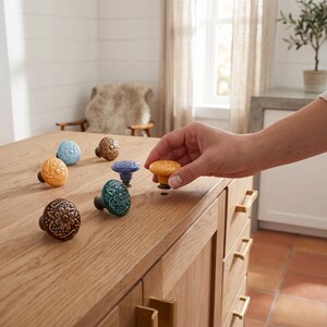 Elegant Flower Cabinet Knob 8 Colors Decorative Drawer Pull for Kitchen, Dresser, Wardrobe & Cupboard Door