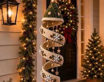 Crochet Spiral Tree Ornament Pattern | Woodland Christmas Decor (PDF Pattern)