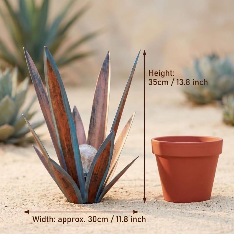 Solar agave garden light dimensions