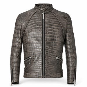 Veste en cuir Croodile pour homme, veste de moto tendance