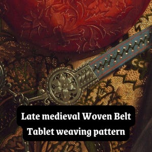 Modèle de ceinture tissée aux tablettes, format PDF, téléchargement numérique, inspiré par Colijn de Coter, datant de la fin du Moyen Âge.