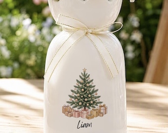 Personalized Christmas Vase for Mom or Grandma, Custom Name Ceramic Flower Vase, Christmas Tree Vase, Holiday Home Decor