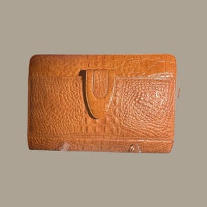 Cartera portafolio vintage de cuero Kamarel New York, estuche para documentos con relieve de cocodrilo, tamaño folio de negocios de 14x10 pulgadas, etiqueta Nordstrom.