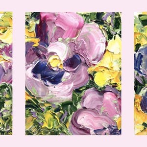 Fresh Flowers Triptych No.20, oil painting, three 8x10 inches canvases image 1