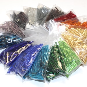 25mm, 1 inch Czech Twist Bugle Silver Lined Variety Pack, 15 Colors, 1 Ounce Each