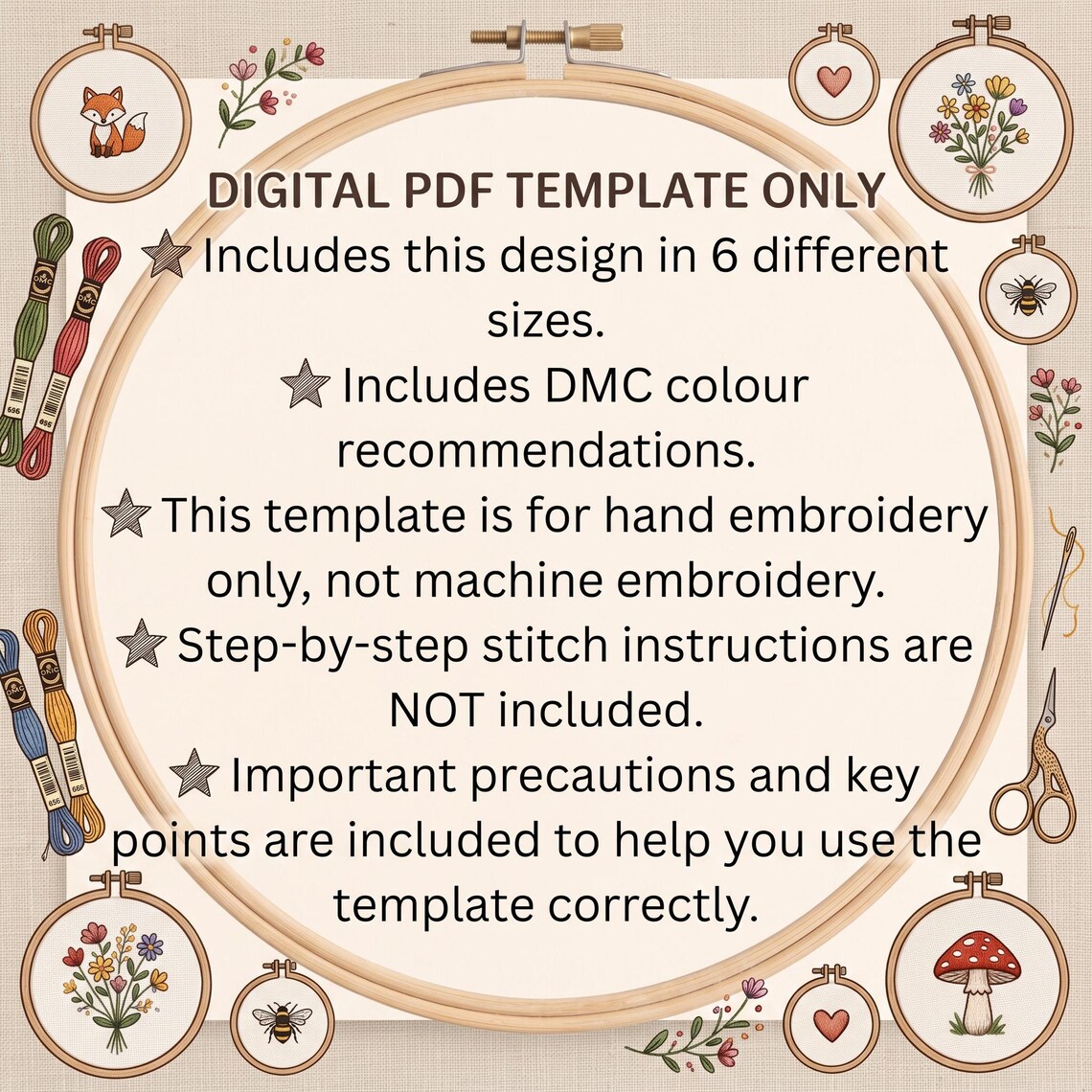 Hand Embroidery Pattern Bundle, Beginner PDF Guide, Hoop Art Designs ...