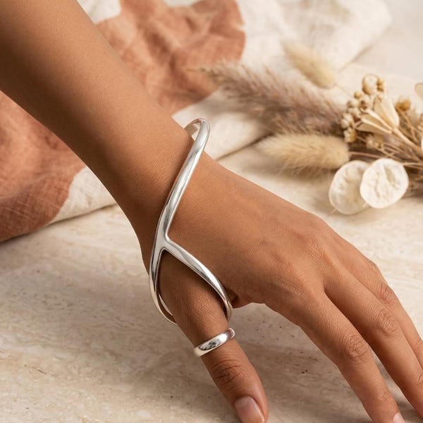 Handcrafted German Silver Arthritis Thumb Splint Bracelet Ring for CMC Joint Support and Pain Relief