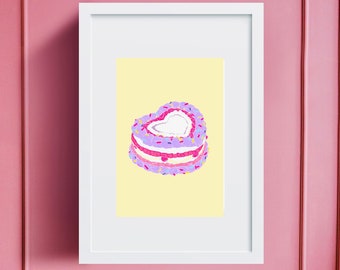 Happy Birthday Vintage Heart Cake With Sprinkles Digital Download
