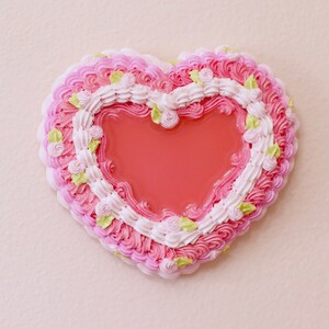 Fake Hot Pink Vintage Heart Cake With Roses Wall Art Decor