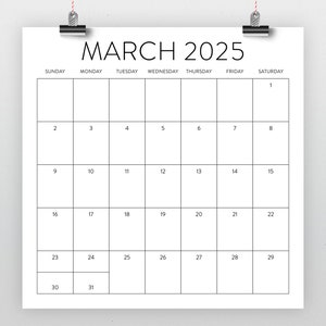 2025 Square Calendar Template | INSTANT DOWNLOAD | Modern Simple Sans ...