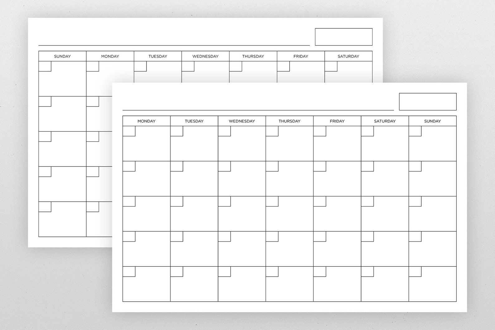 Blank Calendar Page Template Set INSTANT DOWNLOAD Includes Etsy