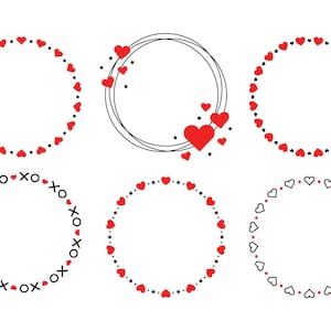 Heart Valentine Frame Clip Art Set, PNG, SVG, VECTOR, Valentine's Day Clipart, Heart Wreath, Wedding Wreath, Heart Border, Heart Frame image 1