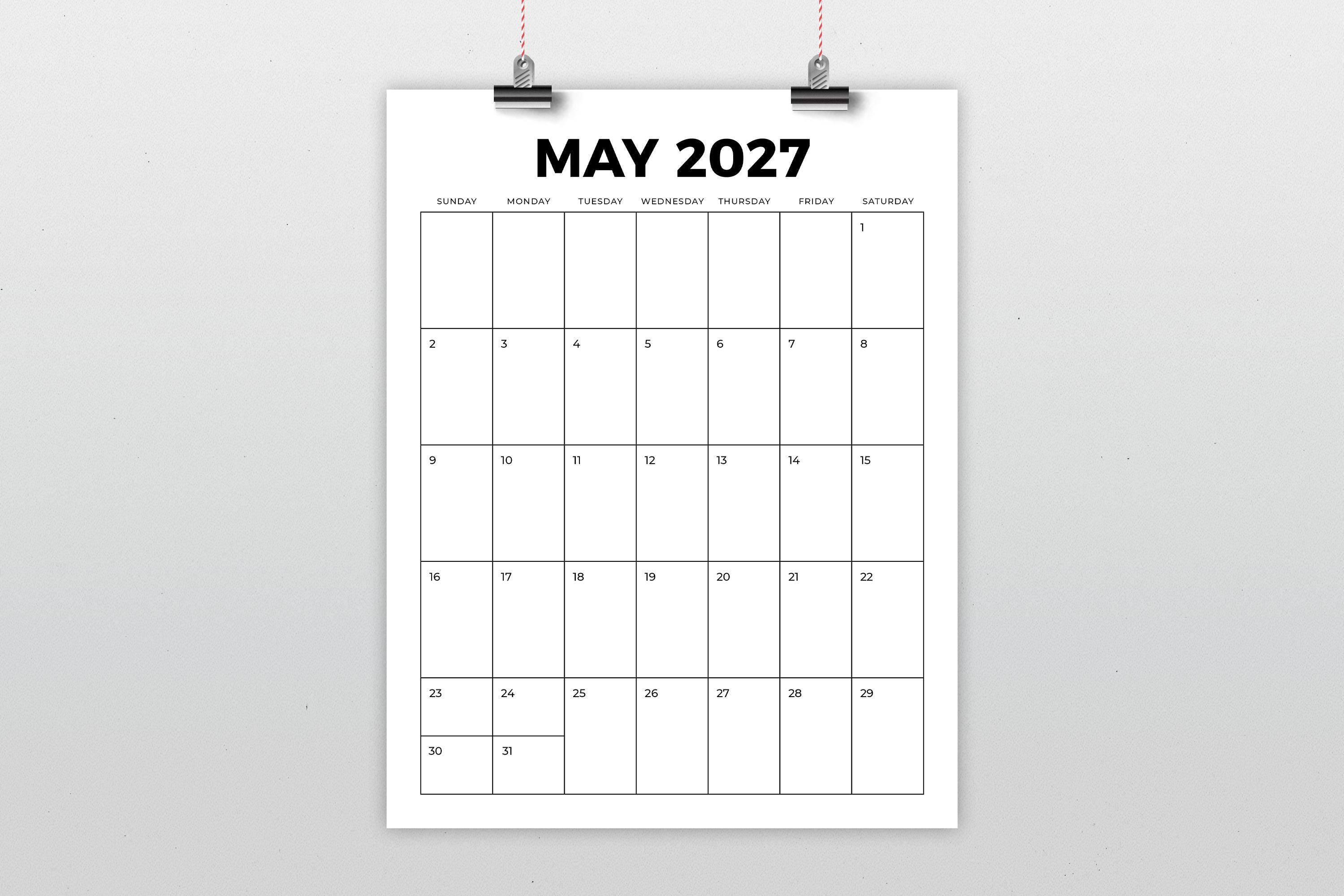 2027 Vertical 8.5 X 11 Inch Calendar Template | INSTANT DOWNLOAD | Bold ...