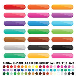 Gradient Web Button Clip Art Set, PNG, SVG, VECTOR, Ombre, Rounded, Rectangle, Blank, Website Button, Web Button, Button Clipart, Download