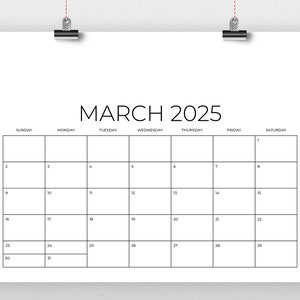 2025 8.5 X 11 Inch Calendar Template INSTANT DOWNLOAD Modern DIY Blank ...