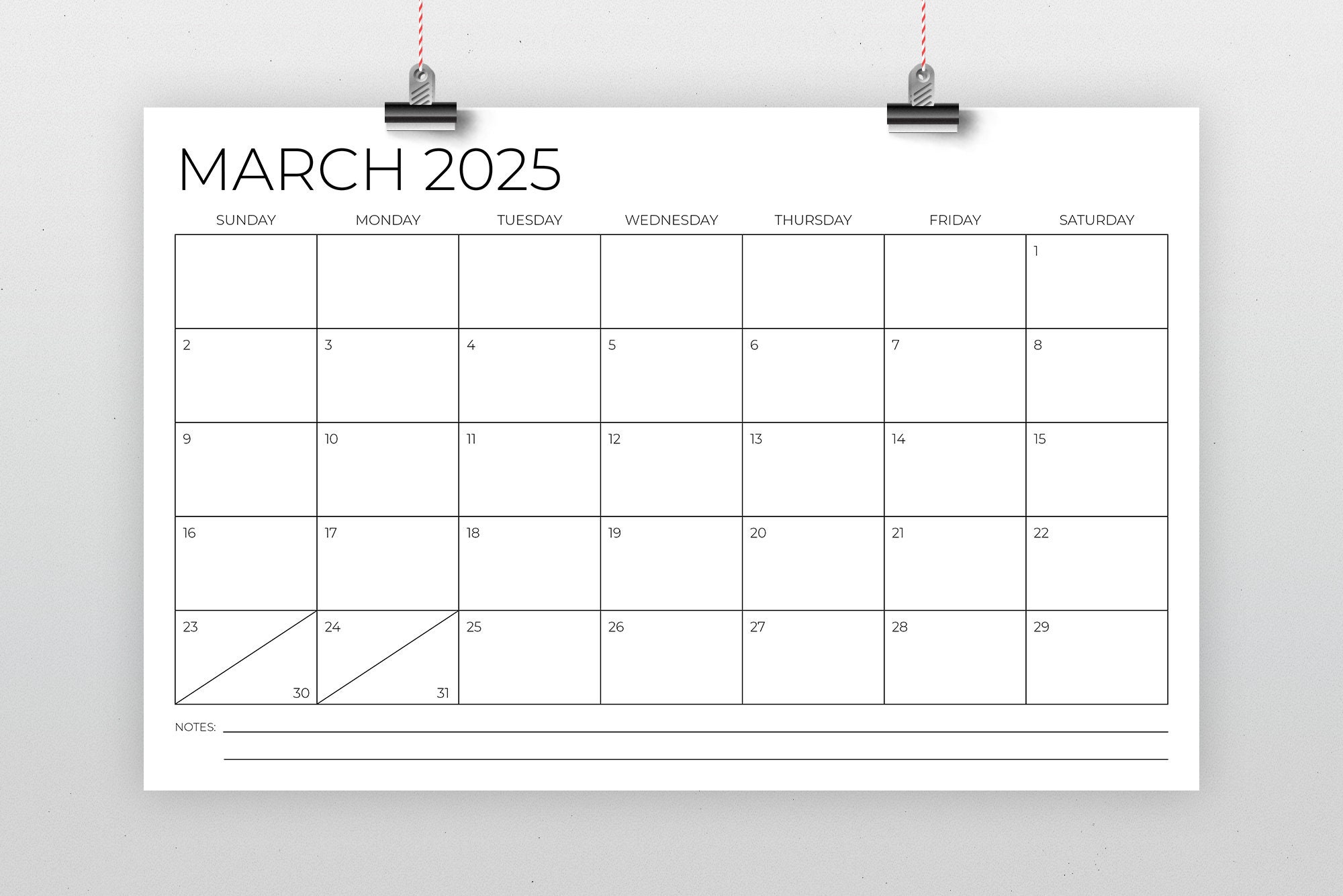2025 11x17 Calendar Template INSTANT DOWNLOAD Thin Sans Serif Type Monthly Printable Minimal Desk or Wall Calender Print Ready - Etsy