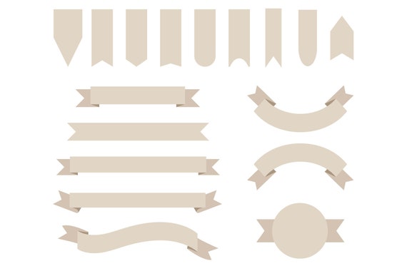 Khaki Tan Badge Banner Clip Art Set Png Svg Vector Flat Etsy