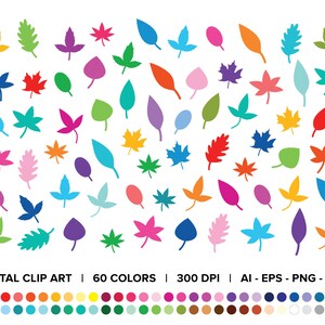 Conjunto de imágenes prediseñadas de siluetas de hojas de árbol, PNG, SVG, VECTOR, hoja de otoño, hoja de verano, hoja de arce, hoja de abedul, hojas de plantas, imágenes prediseñadas de naturaleza