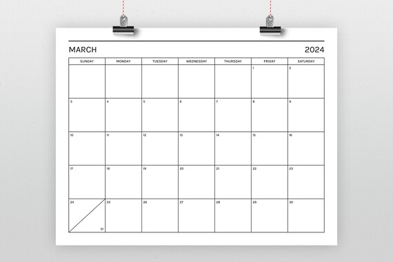 2024 Basic Modern 8.5 X 11 Inch Calendar Template INSTANT DOWNLOAD Simple  Sans Serif Type Monthly Printable Desk Wall Print Ready - Etsy Israel