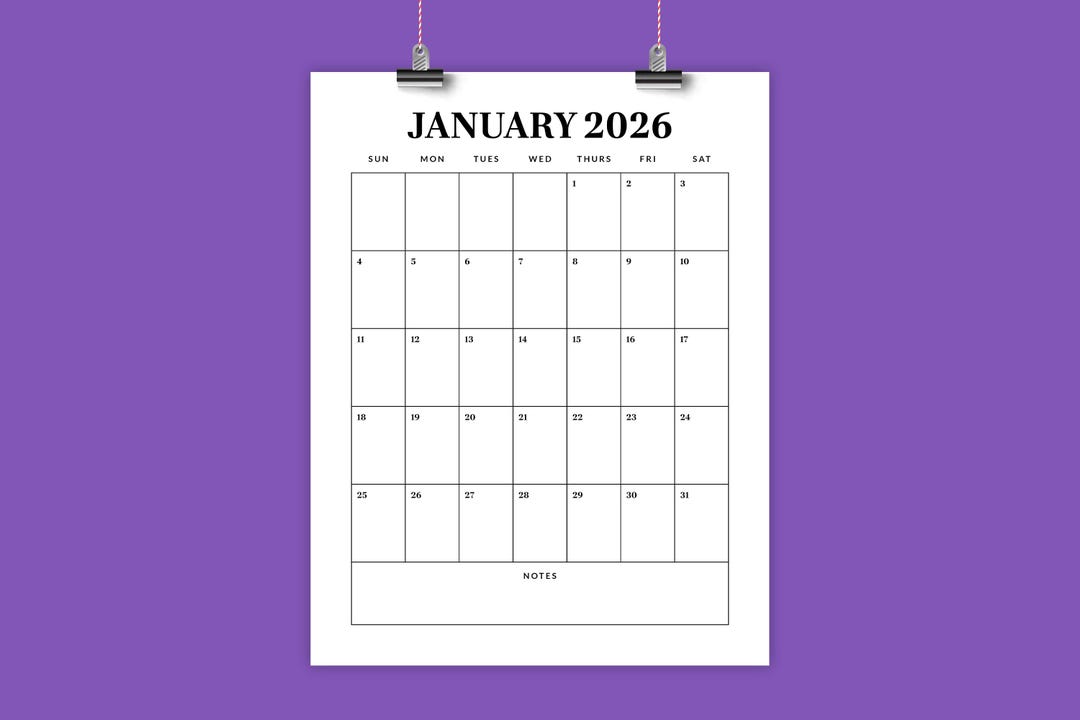 SALE 2026 Vertical 8.5x11 Inch Calendar Template | INSTANT DOWNLOAD ...