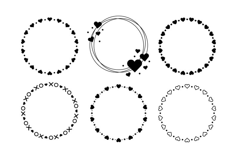 Heart Valentine Frame Clip Art Set, PNG, SVG, VECTOR, Valentine's Day Clipart, Heart Wreath, Wedding Wreath, Heart Border, Heart Frame image 3