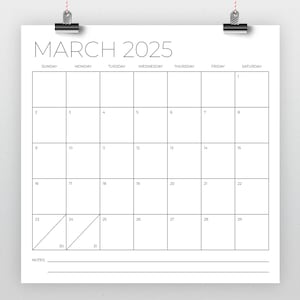 2025 Square 12x12 Calendar | INSTANT DOWNLOAD | Large Monthly Printable ...