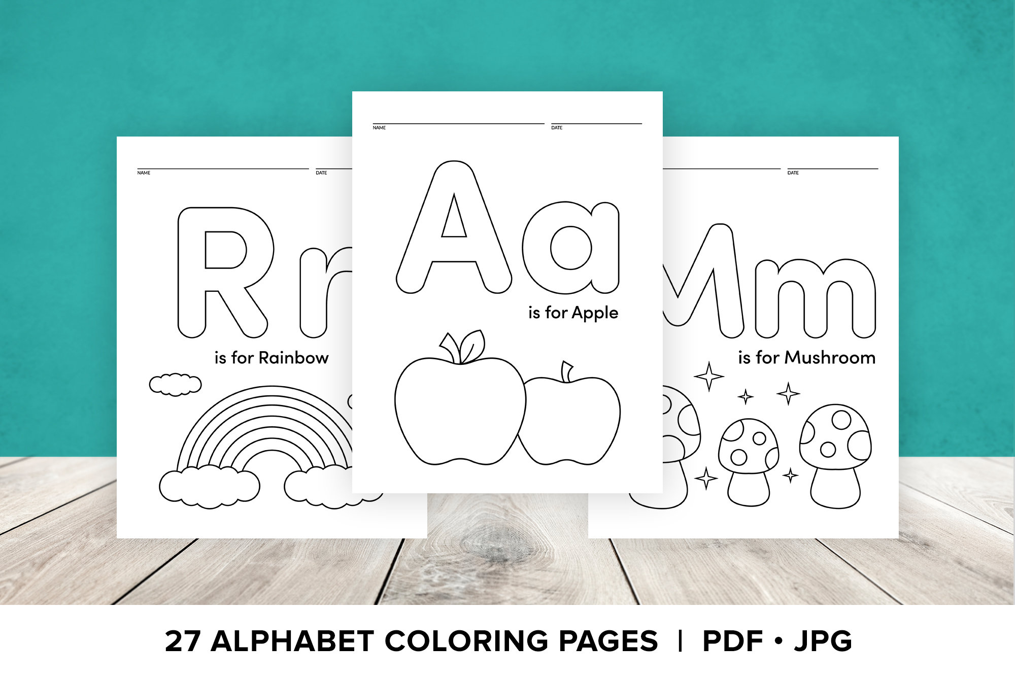 alphabet coloring pages printable worksheets preschool etsy