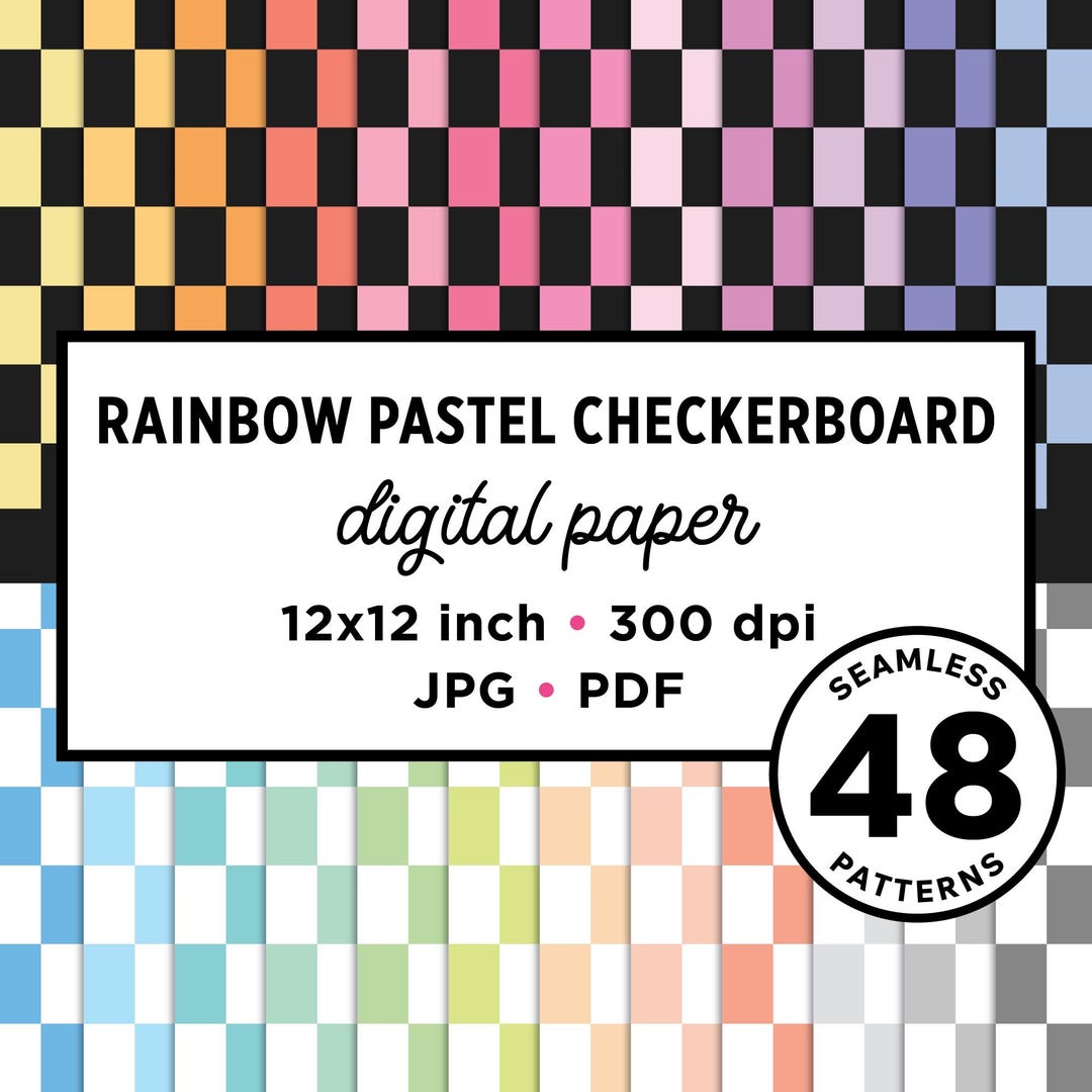 Checkered 7.pdf Rainbow Pastel Checkerboard Seamless Pattern Digital Paper, JPG, PDF ...