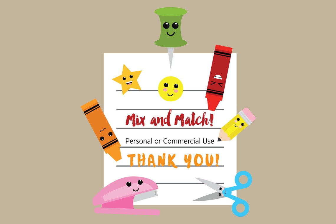 Lindo classroom Clip Art Set / PNG SVG VECTOR De vuelta a la Etsy