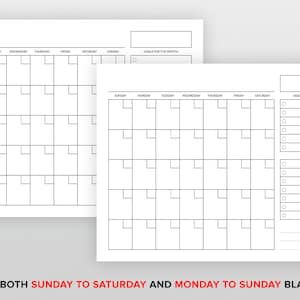 8.5x11 Inch Blank Planner Calendar, 8.5" X 11" Printable Calendar