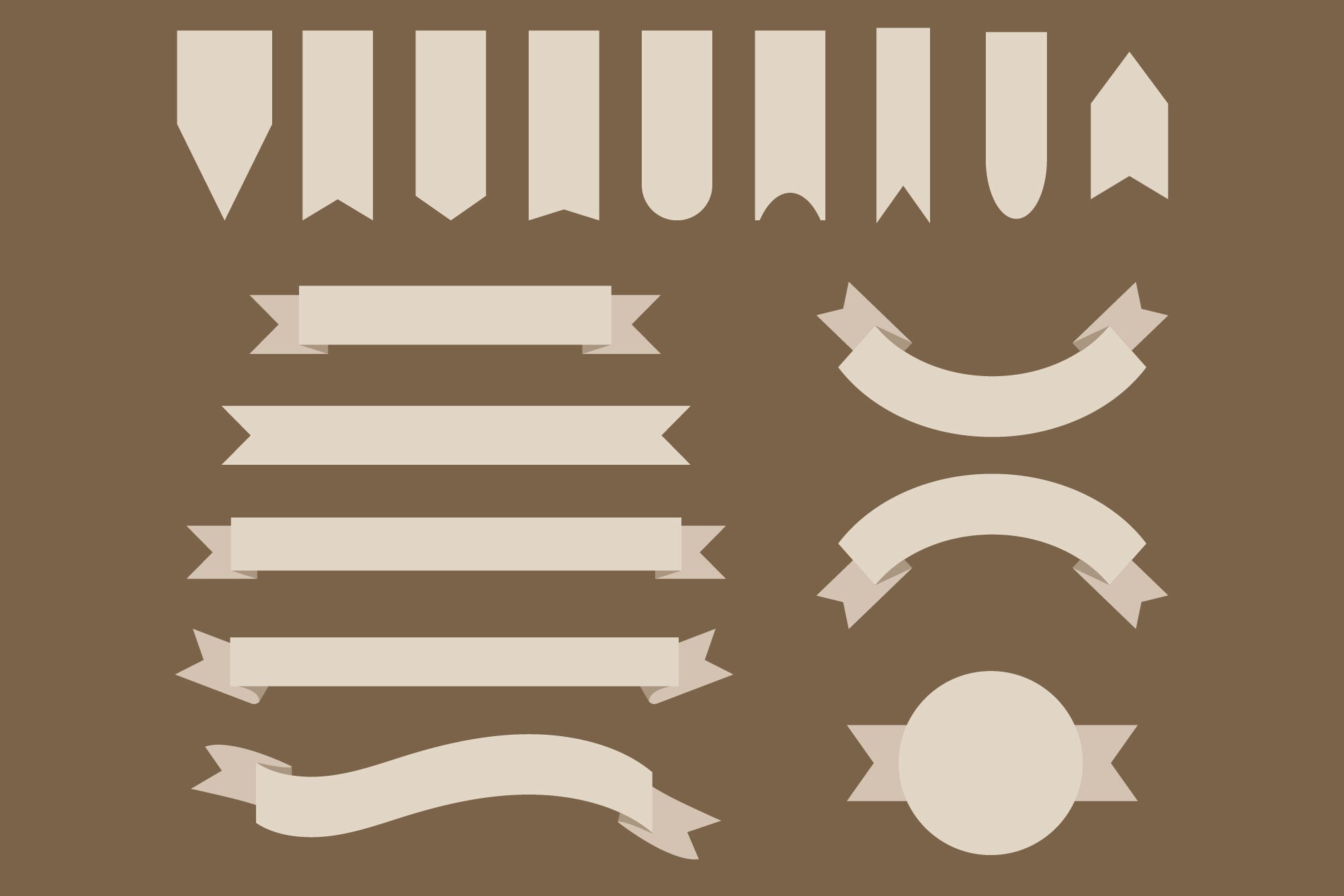 Tan Brown Badge & Banner Clip Art Set, PNG, SVG, VECTOR, Label Clipart ...