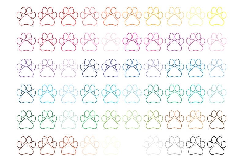 Download Dog Paw Print Clip Art Set PNG SVG VECTOR Solid or Outline ...