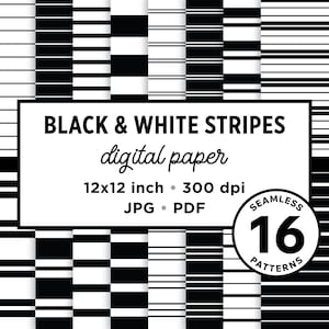Papel digital de rayas sin costuras en blanco y negro, JPG, PDF, VECTOR, patrón imprimible, patrón sin costuras, patrón de raya diplomática, patrón de 30 x 30 cm