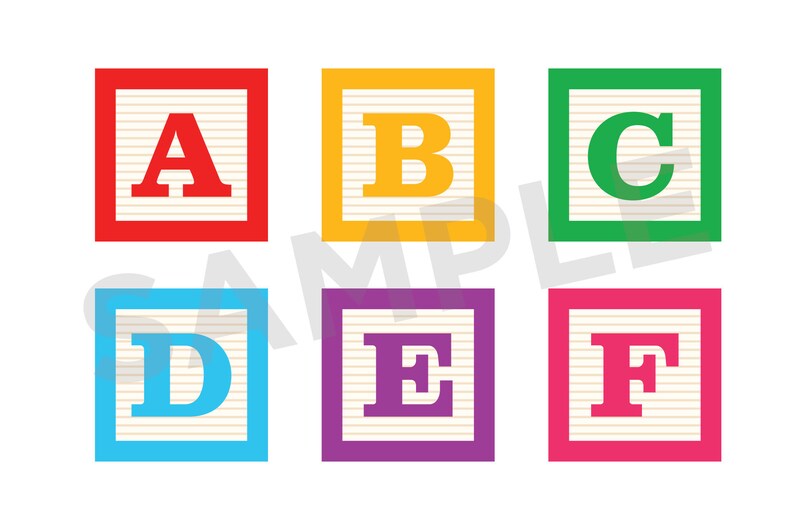 Alphabet Blocks Clip Art Set, PNG, SVG, VECTOR, Preschool Clipart, Educational Clipart, Letter Clipart, Block Clipart, Letter Block Clipart image 2