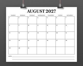 2027 8.5 X 11 Inch Calendar Template  Print Ready - Etsy  Israel