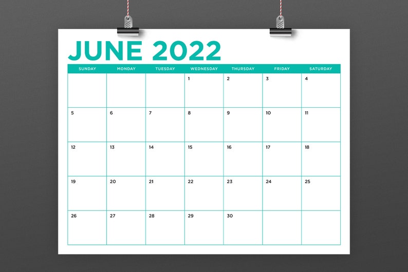 8 5 X 11 Inch COLOR 2022 Calendar Template INSTANT DOWNLOAD Etsy