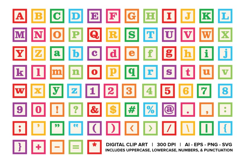 Alphabet Blocks Clip Art Set, PNG, SVG, VECTOR, Preschool Clipart, Educational Clipart, Letter Clipart, Block Clipart, Letter Block Clipart image 5