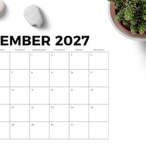 2027 8.5 X 11 Inch Calendar Template | INSTANT DOWNLOAD | Modern Bold ...