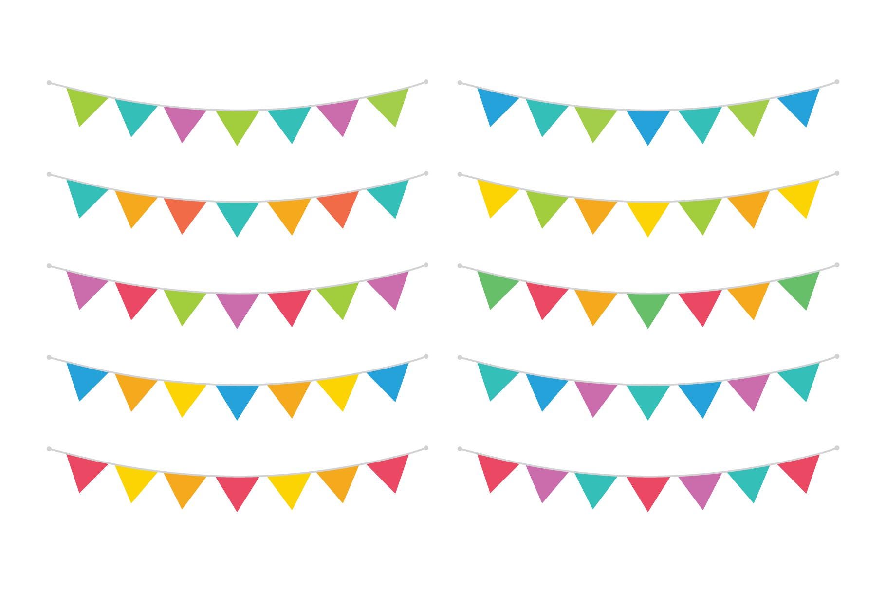 Carnival Triangle Banner Clip Art Set, PNG, SVG, VECTOR, Flag Banner ...