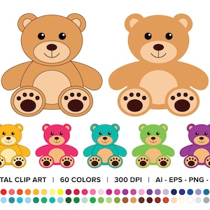 Conjunto de clipart de urso de pelúcia, PNG, SVG, VETOR, clipart de brinquedo infantil, clipart de brinquedo infantil, clipart de pelúcia, clipart de bicho de pelúcia, clipart de berçário