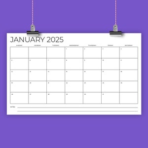 SALDI 2025 Modello di calendario da 8,5 x 14 pollici / DOWNLOAD IMMEDIATO / Formato legale Moderno Sottile Sans Serif Tipo Mensile Stampabile Vuoto / Pronto per la stampa
