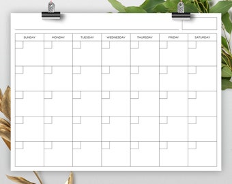 18x24 Inch Blank Calendar, 18" x 24" Printable Calendar, Calendar Template, Reusable Calendar, Perpetual Calendar, Calendar PDF