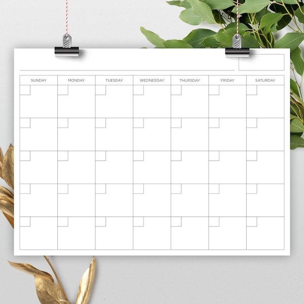 18x24 Inch Blank Calendar, 18" x 24" Printable Calendar, Calendar Template, Reusable Calendar, Perpetual Calendar, Calendar PDF