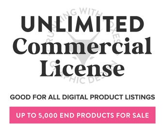 UNLIMITED Commercial License for Clipart, Each Product for 5000 Sales, Commercial License for Digital Designs, POD Licensing, Never Expires