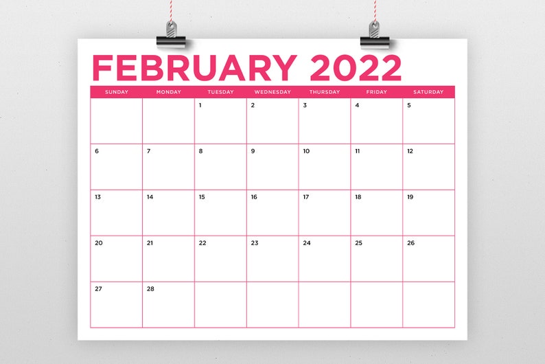 85 x 11 inch color 2022 calendar template instant